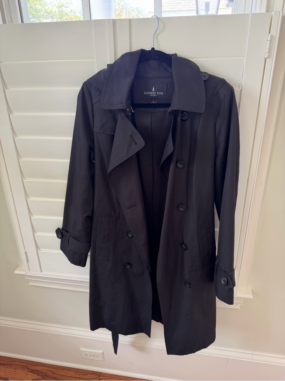 London Fog Black Double-Breasted Trench Coat